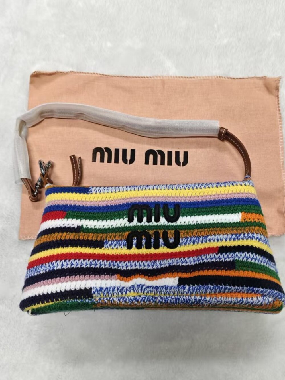 🍋Miu Miu Colorful Striped Crochet Shoulder Bag